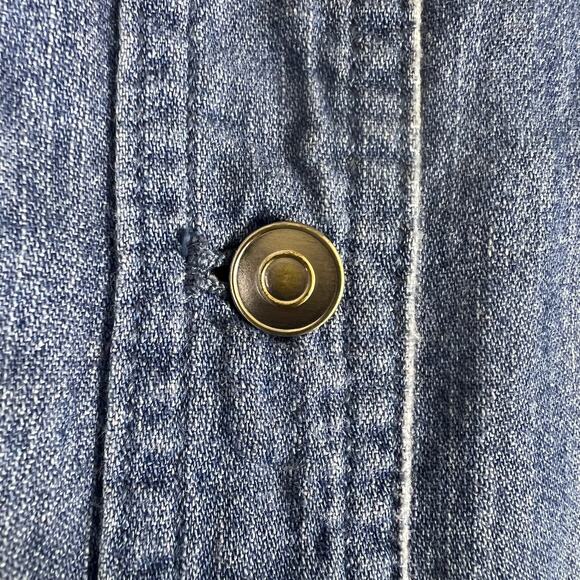 Mossimo Leopard Patch Denim Shirt XL | Boyfriend Fit Chambray Button Down Y2K - Picture 8 of 12